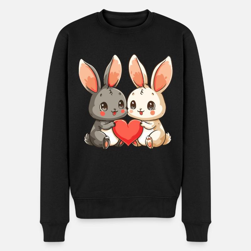 Couple de lapins Amour Pâques Saint-Valentin - Pull Premium bio Homme - noir