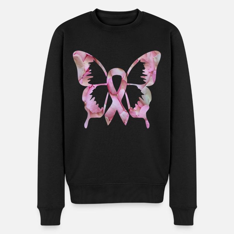 Band Schmetterlingsblume Brustkrebs Bewusstsein - Männer Premium Bio Pullover - Schwarz