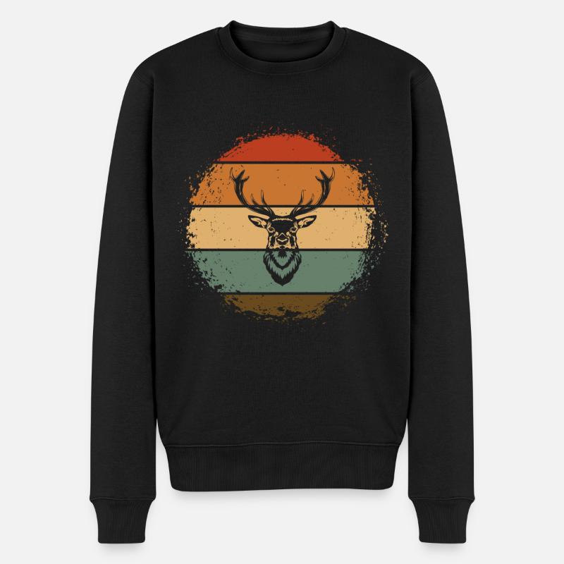 Cerf Cerf Bois Bois Bois - Pull Premium bio Homme - noir