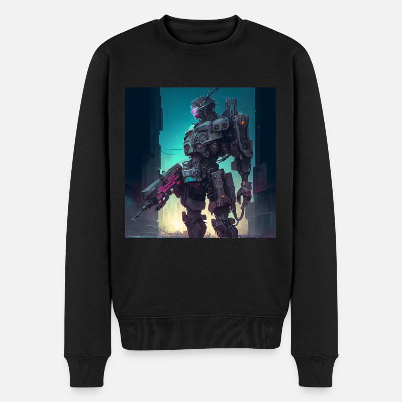 Robot - Männer Premium Bio Pullover - Schwarz