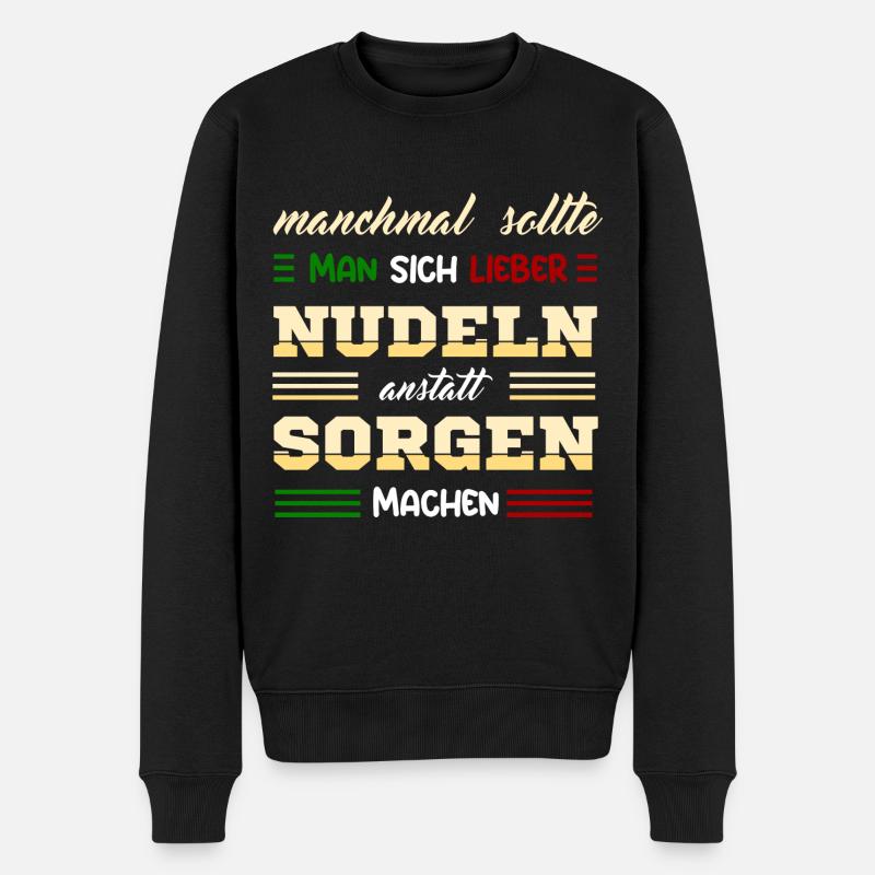 Lustiger Nudeln Ramen Pasta Spaghetti Fan Spruch - Männer Premium Bio Pullover - Schwarz