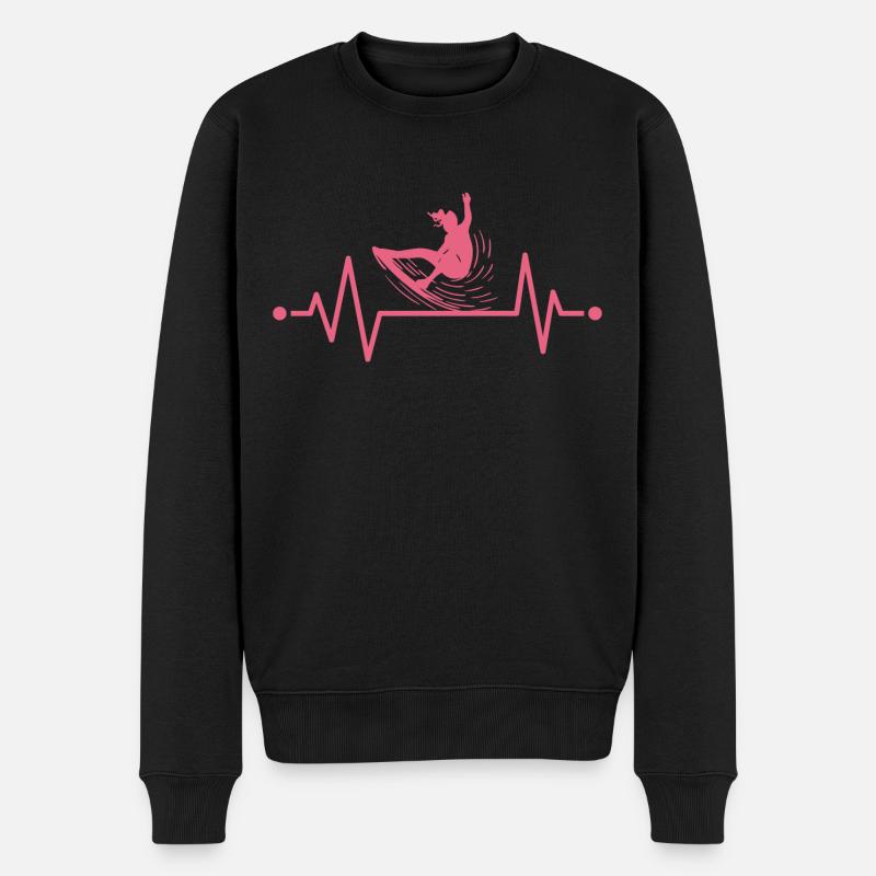 Heartbeat Surfer, Surf, Surf ECG - Pull Premium bio Homme - noir
