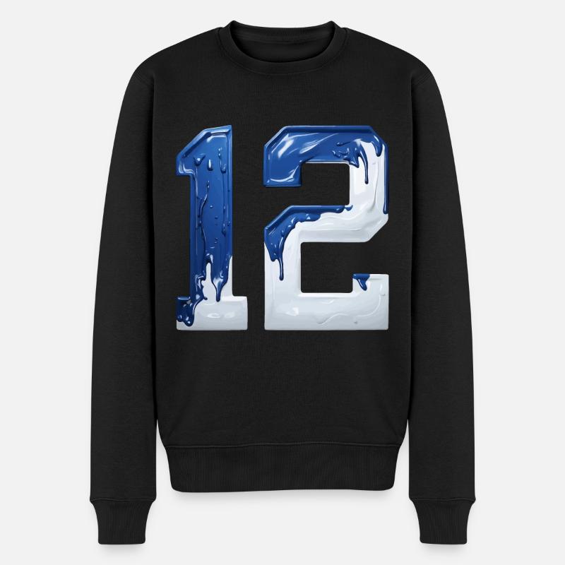 NR. 12 NUMMER 12 BLAU WEIß 12. GEBURTSTAG - Männer Premium Bio Pullover - Schwarz