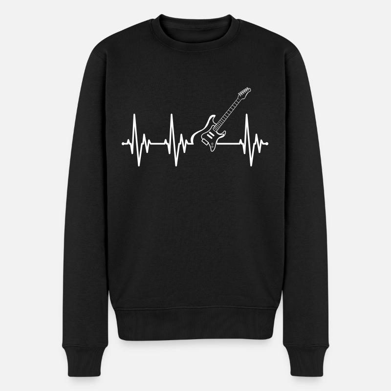 Herzschlag Gitarre Gitarrist Gitarrenlehrer - Männer Premium Bio Pullover - Schwarz
