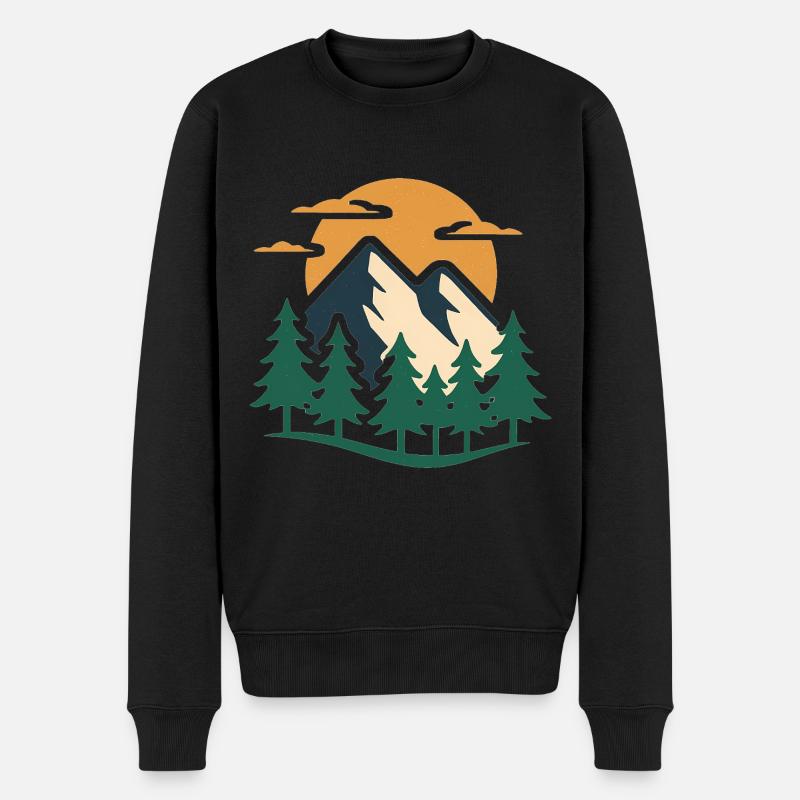 Evergreen Mountain Adventure Design - Männer Premium Bio Pullover - Schwarz