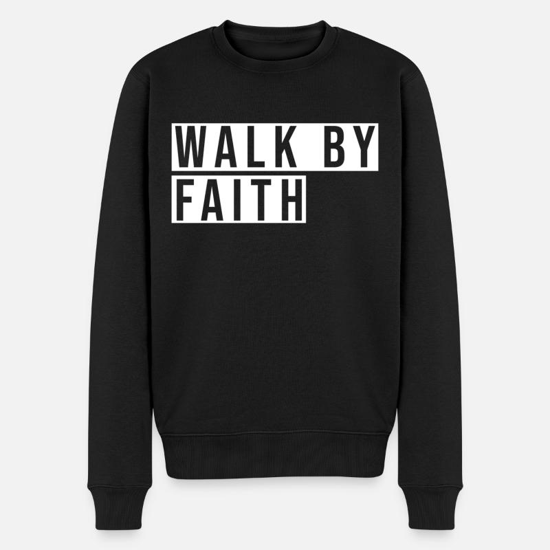 Walk By Faith christliches Statement Jesus Christ - Männer Premium Bio Pullover - Schwarz