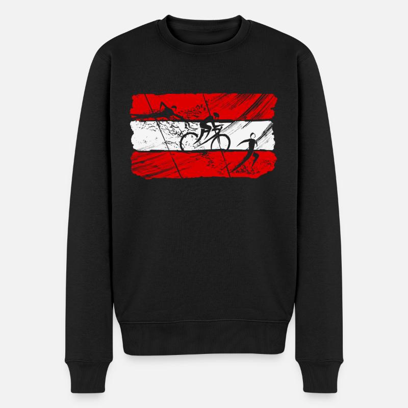 Triathlon Flagge Österreich (AUT) - Männer Premium Bio Pullover - Schwarz