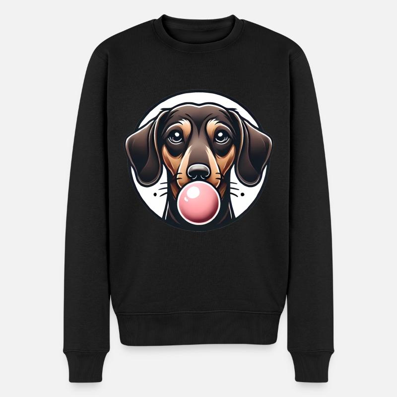 Teckel avec graphique Bubblegum - Pull Premium bio Homme - noir