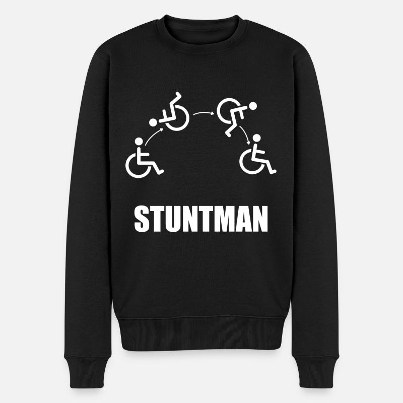 Behinderung Rollstuhl Handicap schwarzer Humor - Männer Premium Bio Pullover - Schwarz