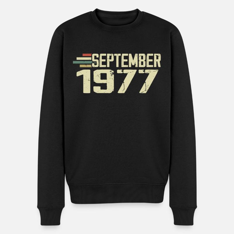 September 1977 Vintage Geschenkidee September 1977 - Männer Premium Bio Pullover - Schwarz