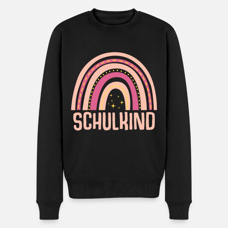Regenbogen Schulkind Schulanfang Mädchen - Männer Premium Bio Pullover - Schwarz