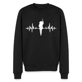 Herzschlag mit Frau und Stern weiß - Männer Premium Bio Pullover - Schwarz - Vorne - Nico (187cm)