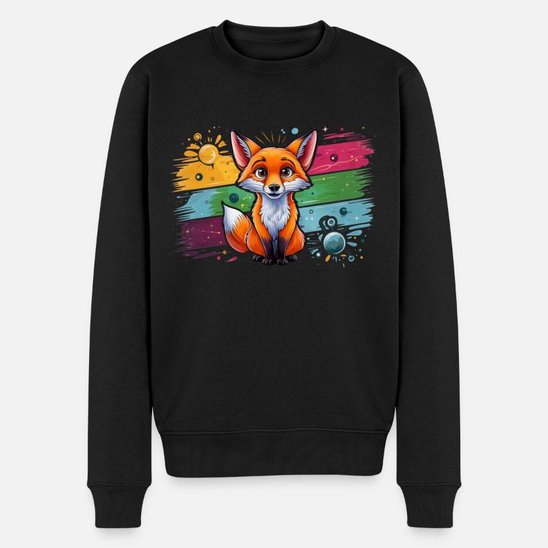 Renard - Illustration - Pull Premium bio Homme - noir