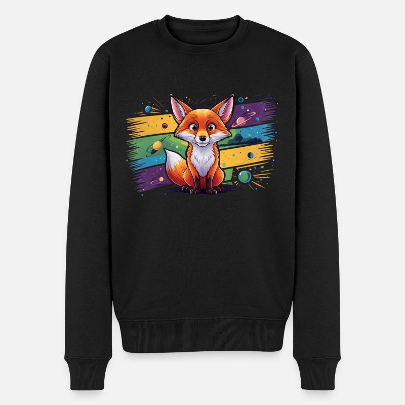 Fuchs - Illustration - Männer Premium Bio Pullover - Schwarz