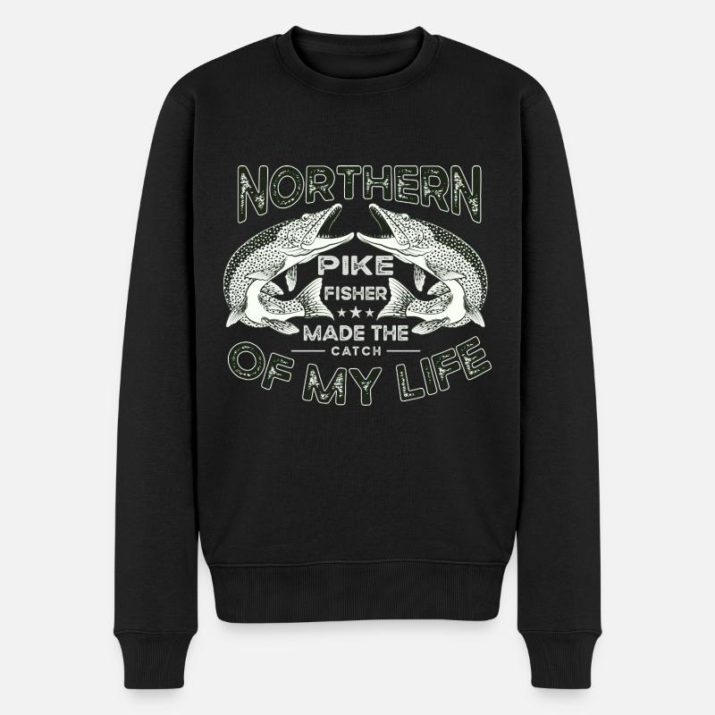 pêche, brochet, nord, - Pull Premium bio Homme - noir