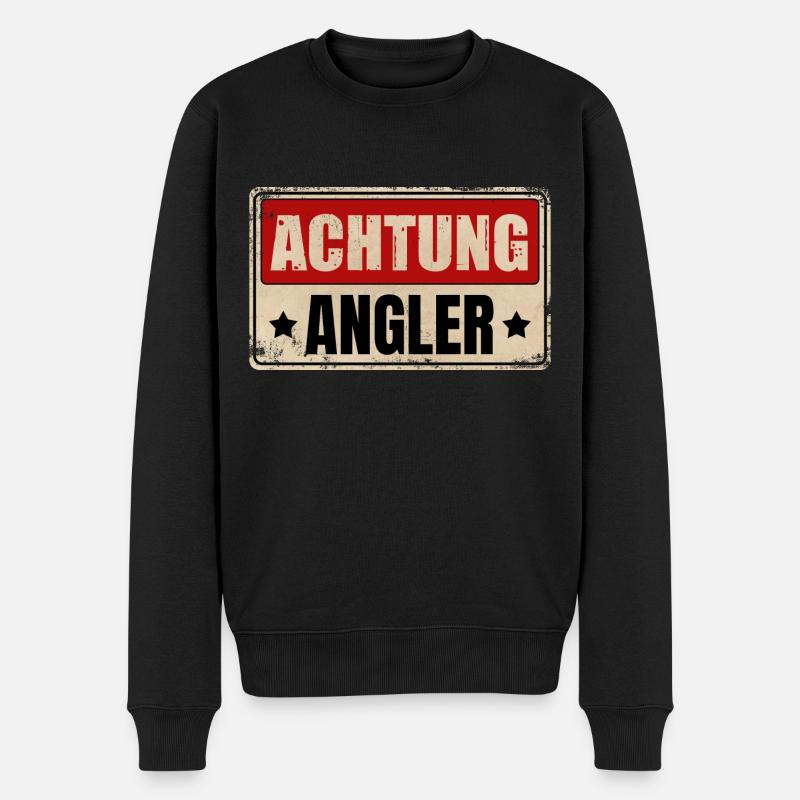 ACHTUNG ANGLER - Männer Premium Bio Pullover - Schwarz