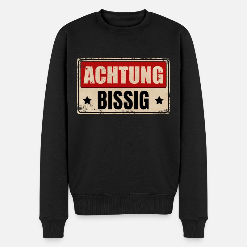 ACHTUNG BISSIG - Männer Premium Bio Pullover - Schwarz