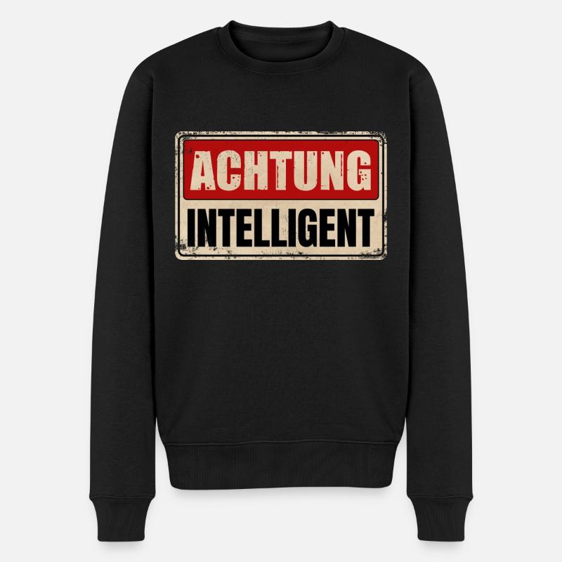 ACHTUNG INTELLIGENT - Männer Premium Bio Pullover - Schwarz