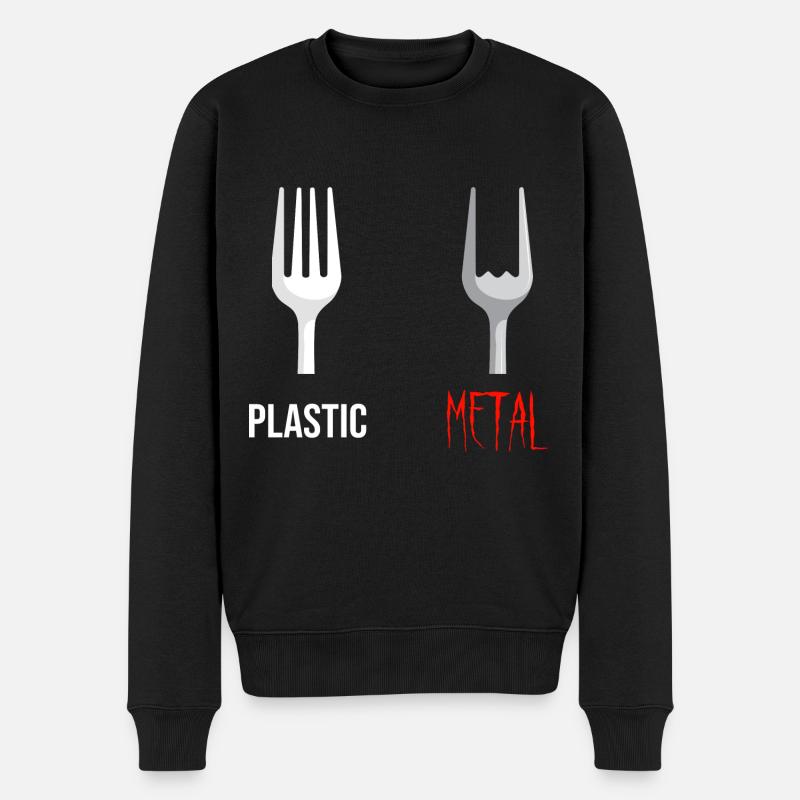 Gabel Plastic Metal Musik - Männer Premium Bio Pullover - Schwarz