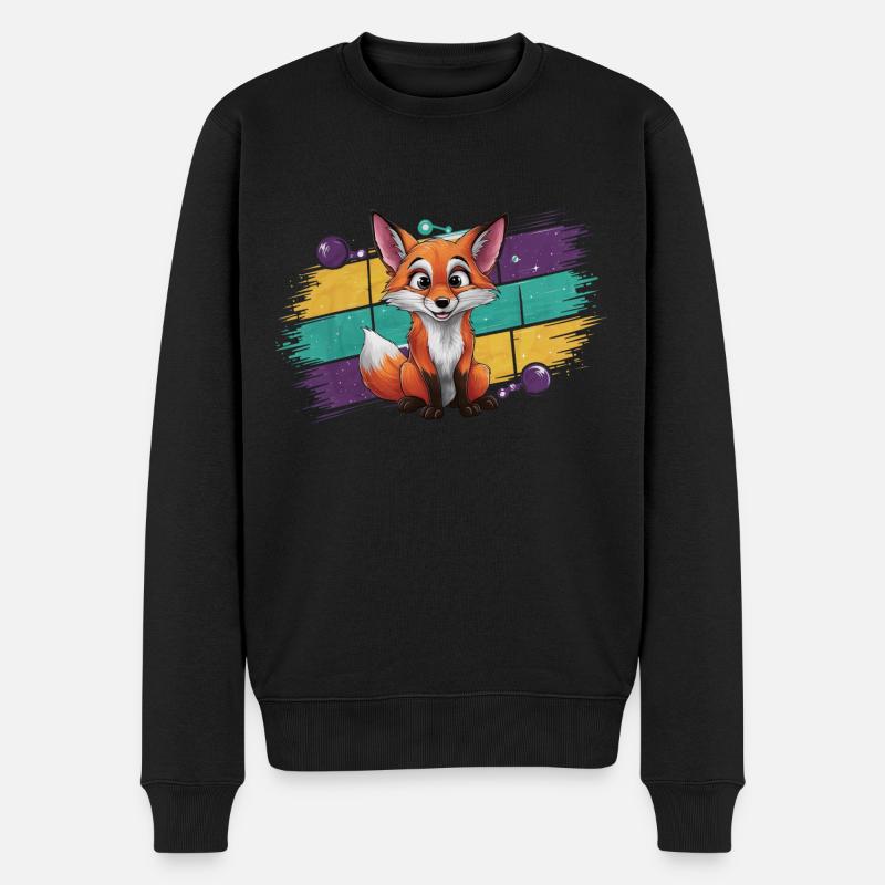 Fuchs - Illustration - Männer Premium Bio Pullover - Schwarz