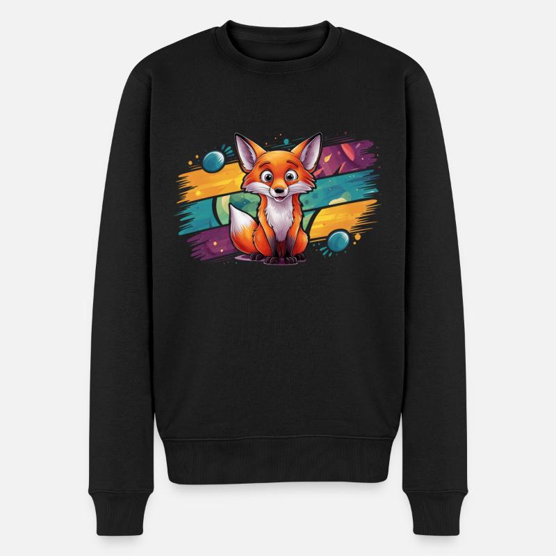 Fuchs - Illustration - Männer Premium Bio Pullover - Schwarz