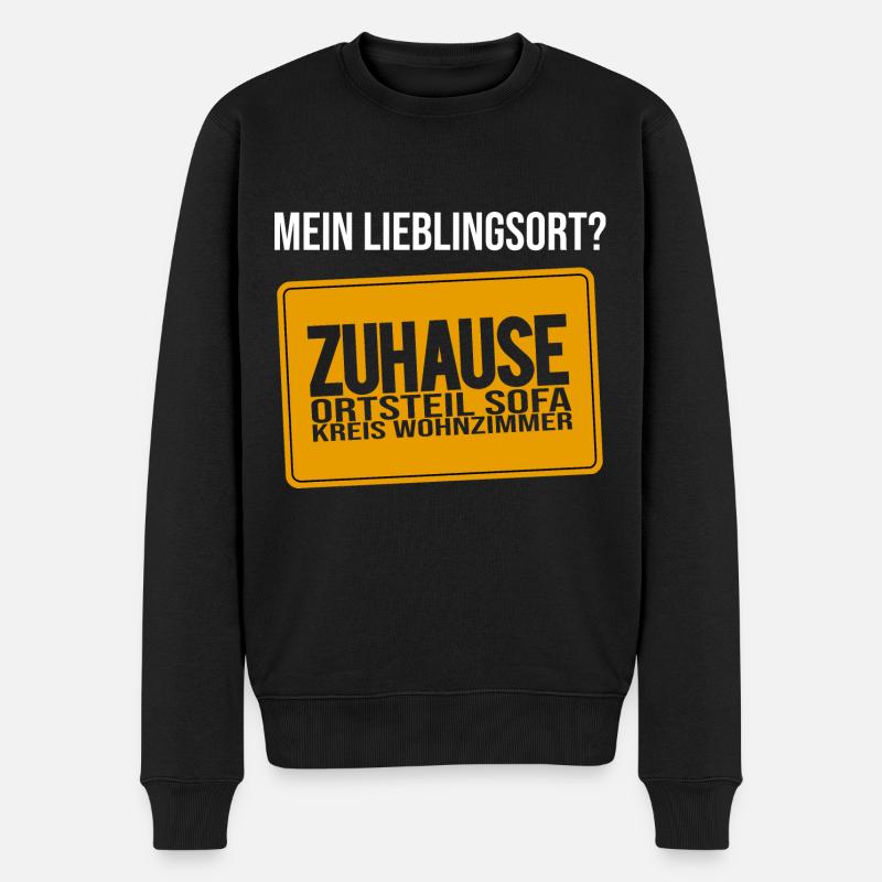 Willkommen Zuhause Ortsteil Sofa Kreis Wohnzimmer - Männer Premium Bio Pullover - Schwarz
