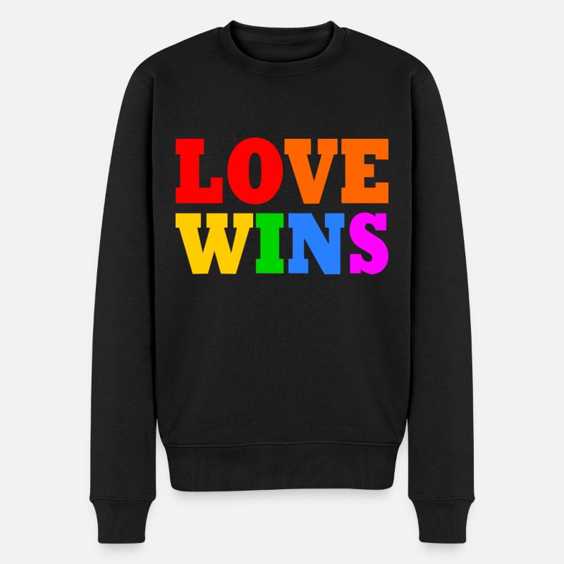 Love wins - Männer Premium Bio Pullover - Schwarz