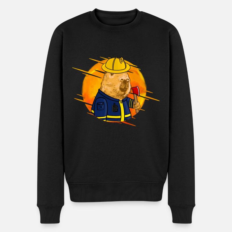 Capybara Feuerwehrmann - Männer Premium Bio Pullover - Schwarz
