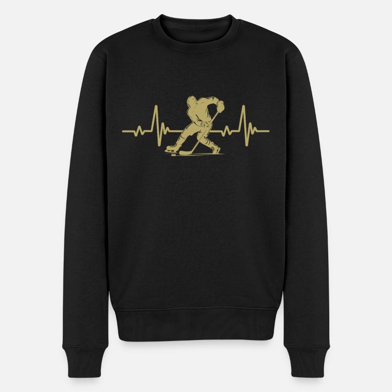 Eishockey Herzschlag - Männer Premium Bio Pullover - Schwarz