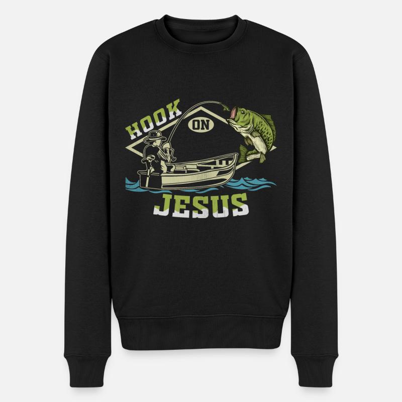 Haken an Jesus - Männer Premium Bio Pullover - Schwarz