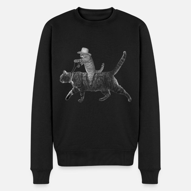Howdy Cat Équitation Cat Kitty Cowboy - Pull Premium bio Homme - noir