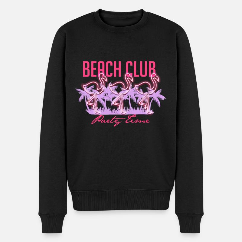 Flamingo Party - Männer Premium Bio Pullover - Schwarz