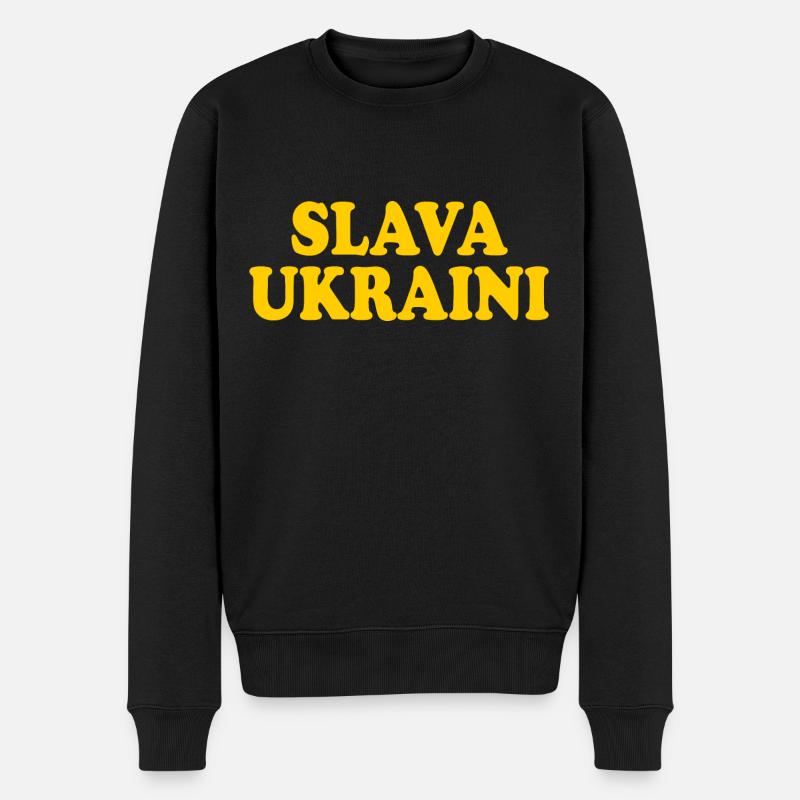Slava ukraini - Männer Premium Bio Pullover - Schwarz