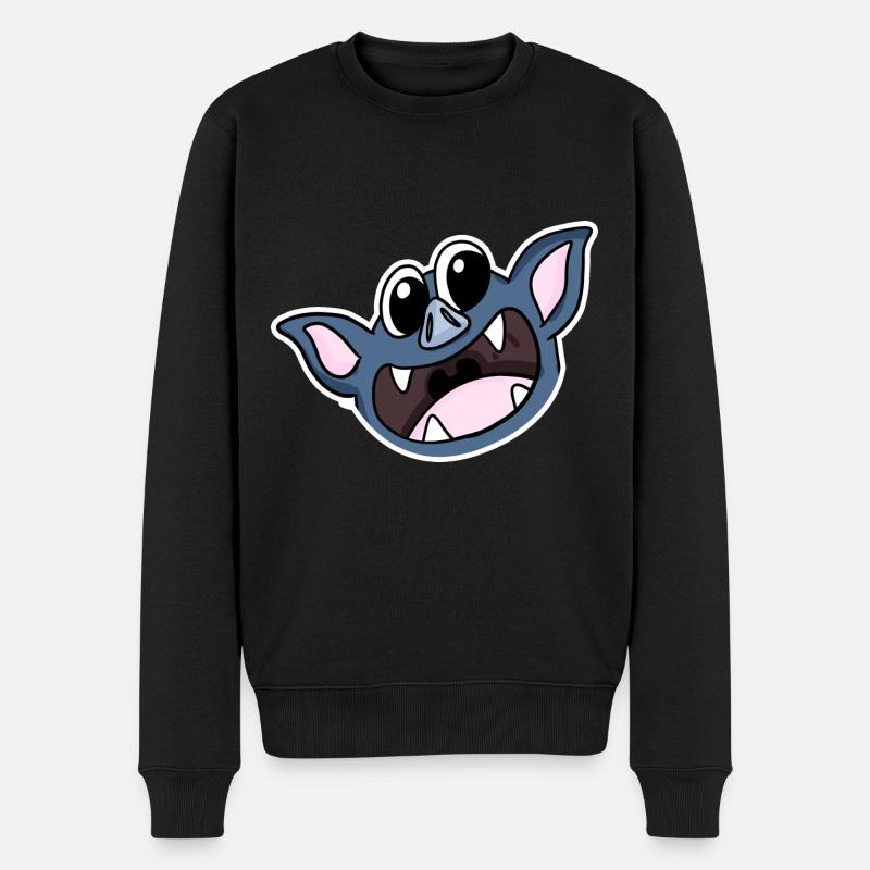 Fledermaus Kopf - Männer Premium Bio Pullover - Schwarz