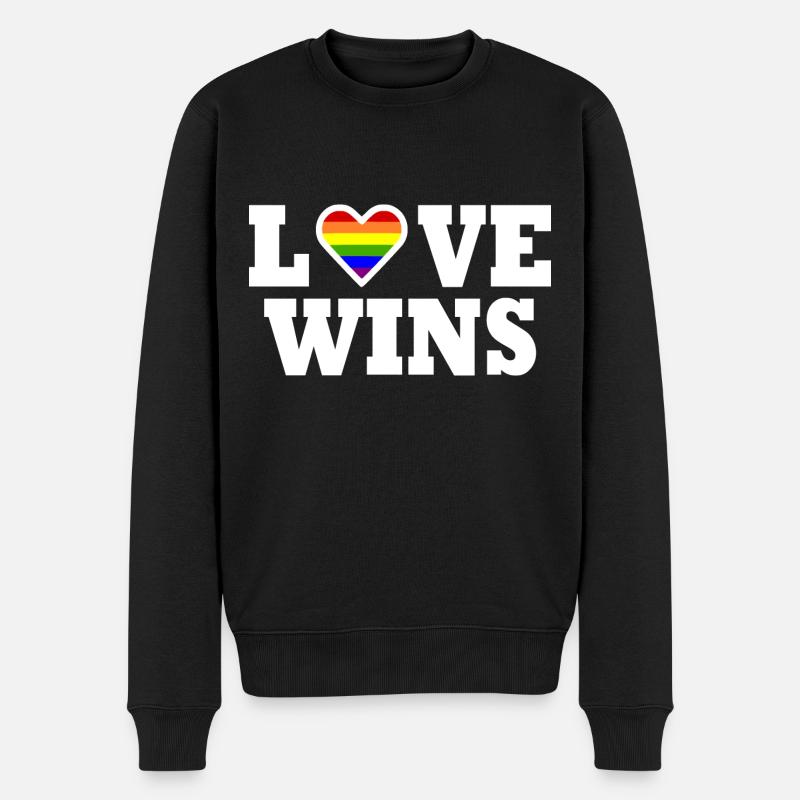 Love wins - Männer Premium Bio Pullover - Schwarz