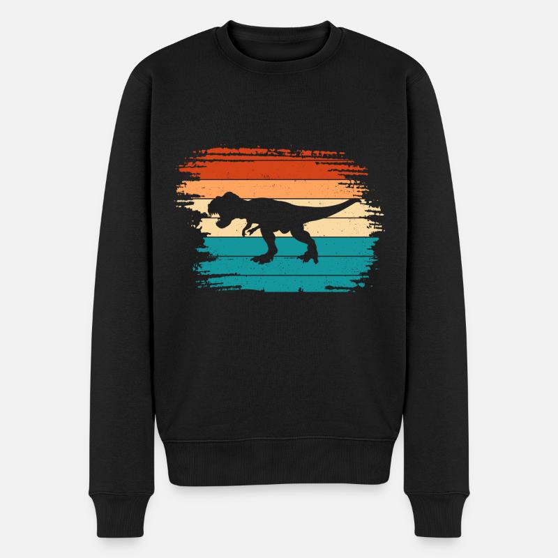 T Rex Dino Dinosaurier - Männer Premium Bio Pullover - Schwarz
