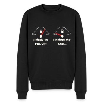 J’ai besoin de faire le plein Je connais la jauge de carburant de ma voiture - Pull Premium bio Homme - noir - Devant - Nico (187cm)