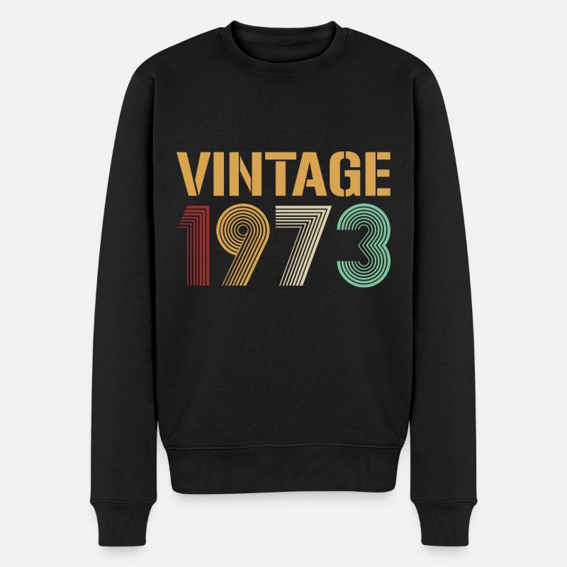 Schönes Vintage 1973 Geburtstags Design - Männer Premium Bio Pullover - Schwarz