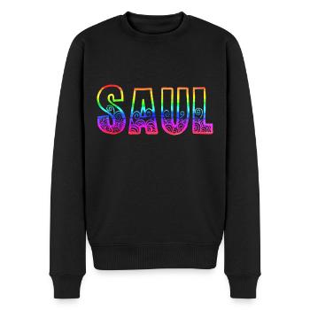 L’arc-en-ciel de Saul R - Pull Premium bio Homme - noir - Devant - Nico (187cm)