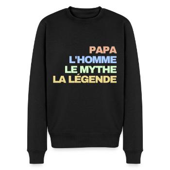 papa l'homme le mythe la légende - Pull Premium bio Homme - noir - Devant - Nico (187cm)