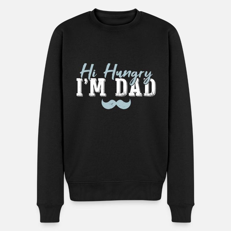Hallo Hungrig, ich bin Papa - Männer Premium Bio Pullover - Schwarz
