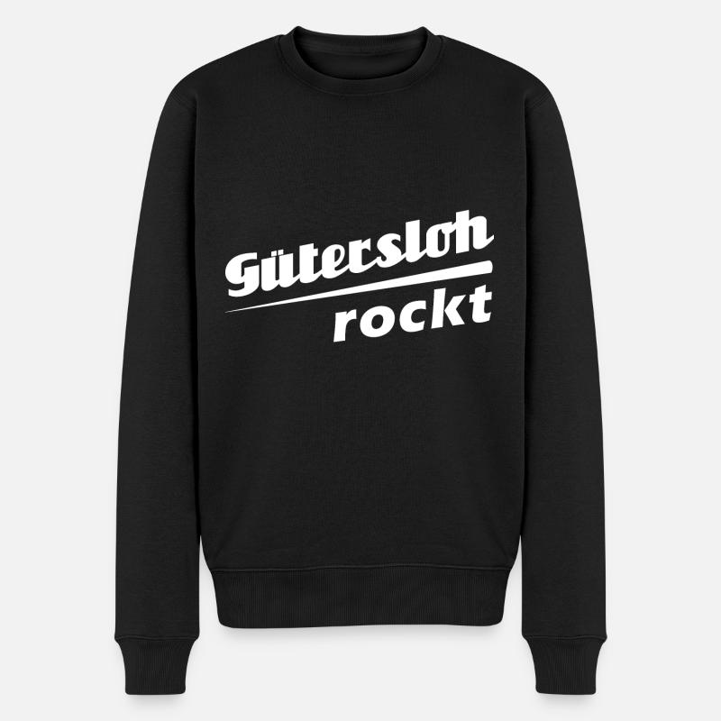 Gütersloh rockt - Textdesign mit Stadtnamen - Männer Premium Bio Pullover - Schwarz