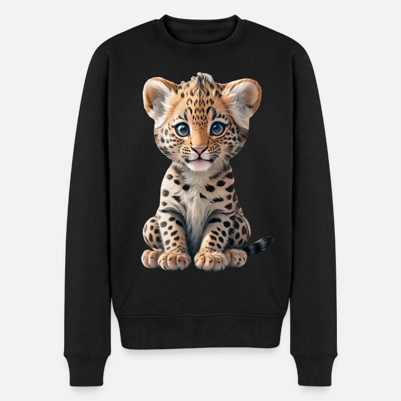 Baby Leopard - Männer Premium Bio Pullover - Schwarz