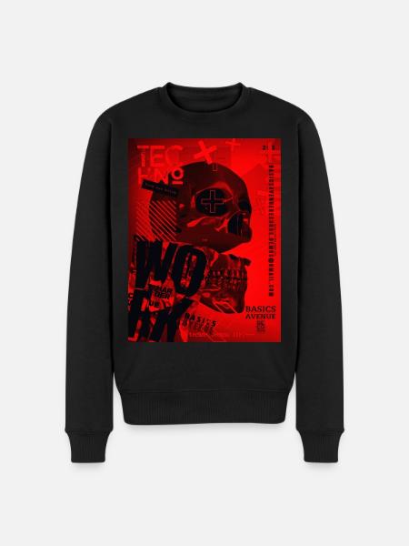 Crâne Rouge Techno Urbain - Pull Premium bio Homme - noir