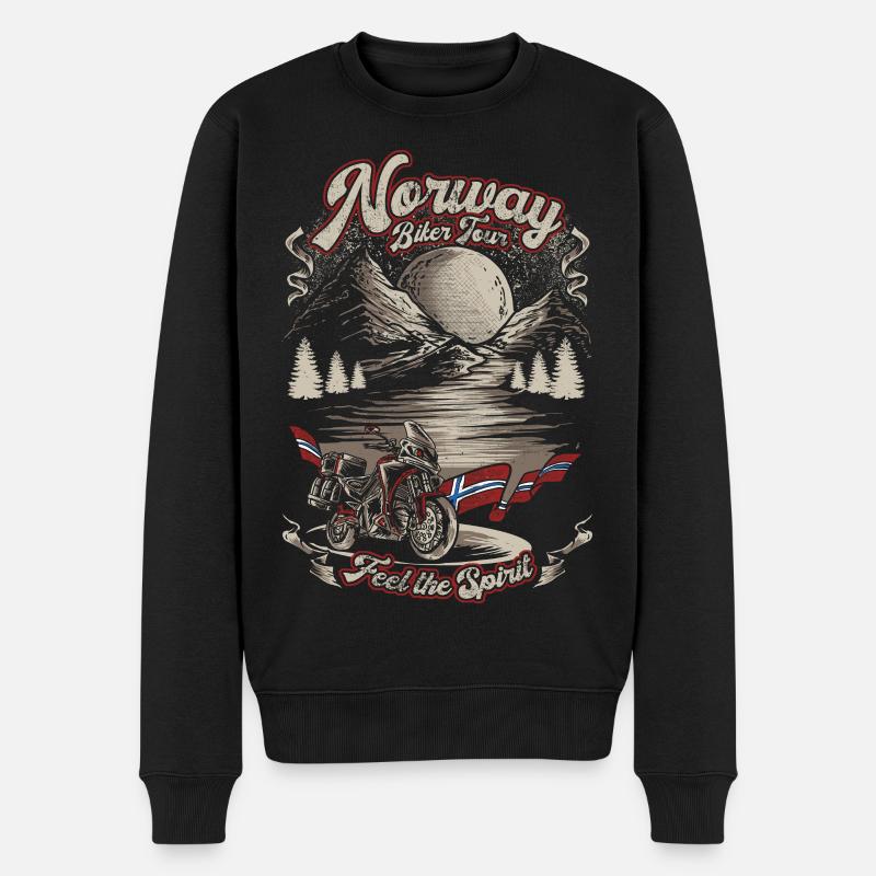 TOUR DE NORVÈGE EN BIKER - Pull Premium bio Homme - noir