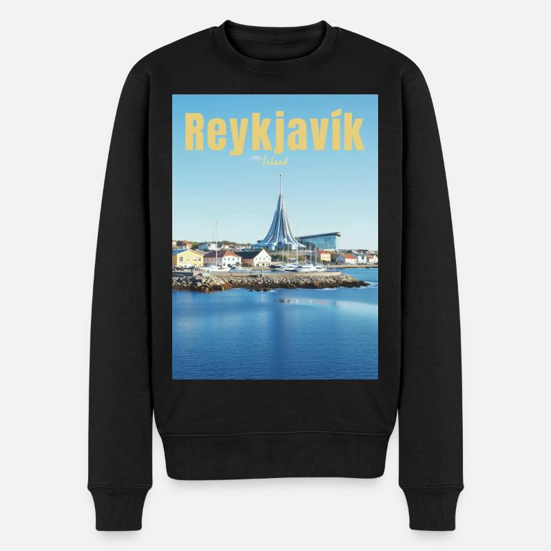 Reykjavík - Männer Premium Bio Pullover - Schwarz