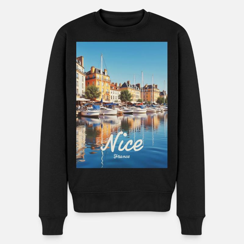 Beau port de Nice - Pull Premium bio Homme - noir