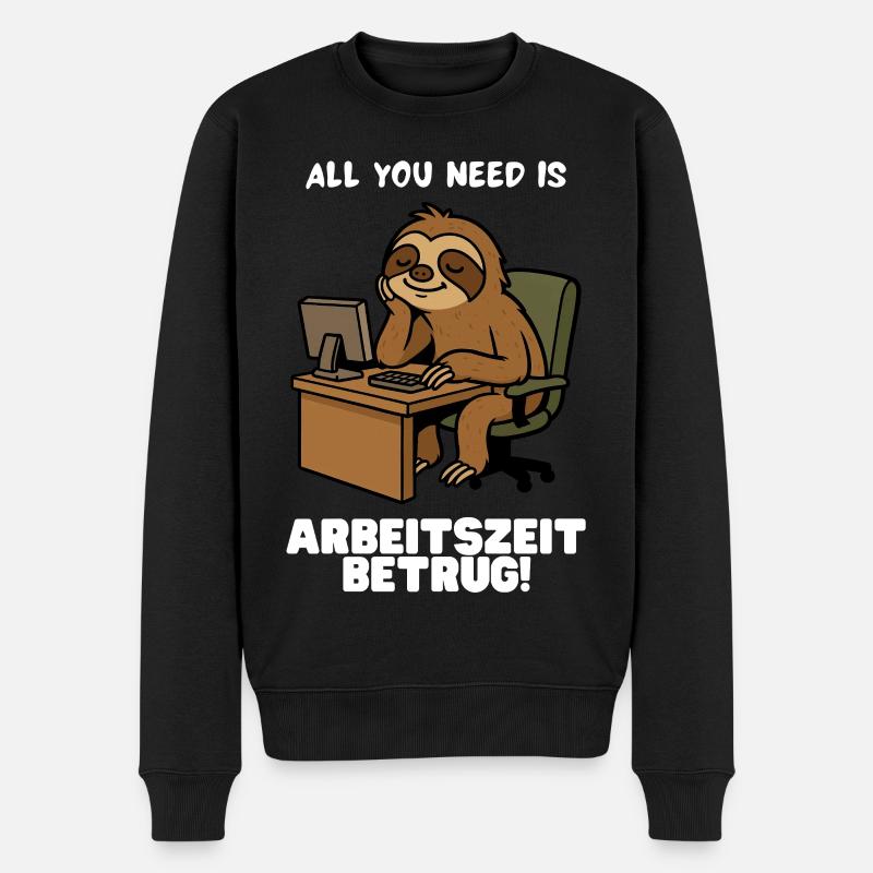 Arbeitszeitbetrug Faultier - Männer Premium Bio Pullover - Schwarz