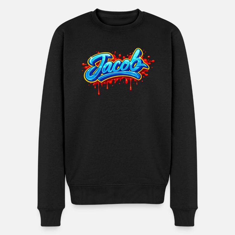GRAFFITI-NAME JACOB FÜR PERFEKTES GESCHENK DRUCKBAR - Männer Premium Bio Pullover - Schwarz