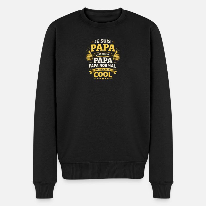 Normaler Vater, aber cooler - Männer Premium Bio Pullover - Schwarz